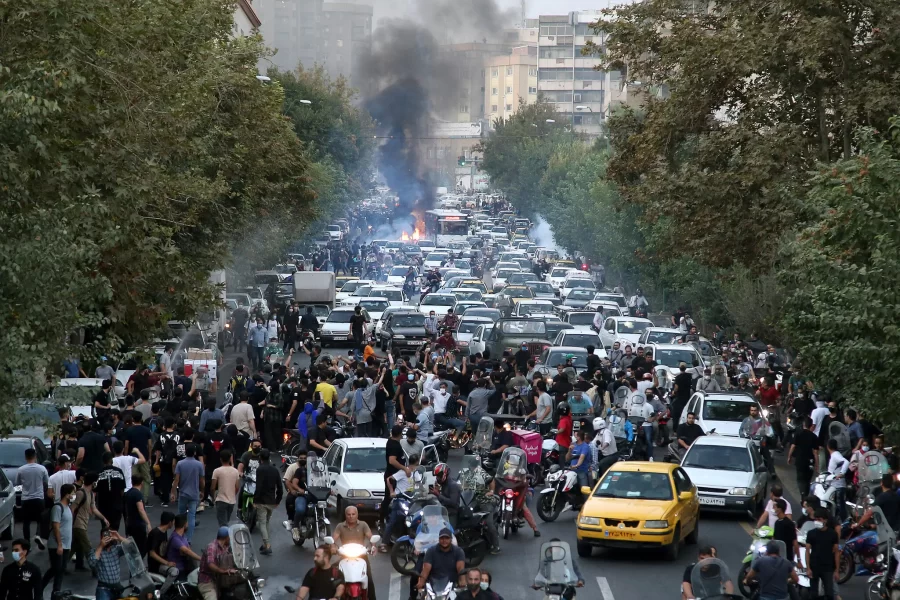 Protesters gather in Tehran, Iran’s capital. Photo courtesy of Associated Press via The New York Times