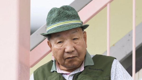 Photo courtesy of Sky News. Iwao Hakamada is photographed after his acquittal.